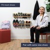 PeachyModern Wall Mounted Shoe Rack - A wooden, modern, slim,