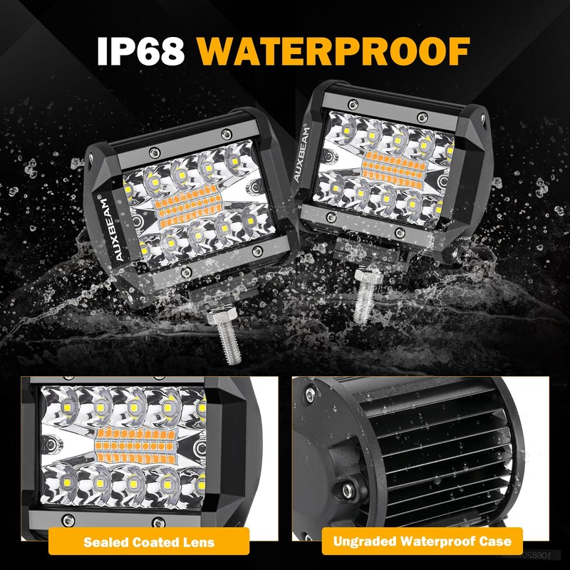 Auxbeam 4 Inch 240W LED Pods, Amber White Fog Light