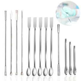 13PCS Lab Spatula Micro Scoop Set - Stainless Steel Laboratory Mixing Reagent Sampling Spoon for Measuring, Applying Glue & Powder, Painting, Crafting