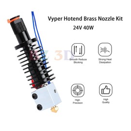BZ 3D Vyper All Metal Hotend 24V 40W Kit for Vyper,Kobra Max,Kobra Plus 3D Printer Volcano V5 J-Head Hotend,Upgrade Bi-Metal Heatbreak,Heater Block,Brass Nozzle 0.4mm.