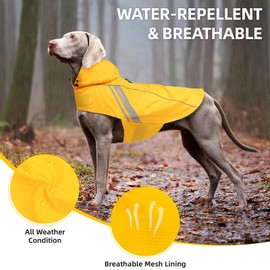 VIVAGLORY Dog Raincoat for Small Dogs, Easy on & Off Pet Rain Clothes, Reflective Lightweight Breathable Dogs Safety Vest Jackets for Adventures, Walking, Hunting, Yellow