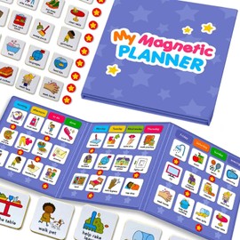 QUOKKA Magnetic Chore Chart for Kids with 72 Routine Magnets & Star Rewards - Foldable Visual Daily Responsibility Schedule and Behavior Chart for Kids - Help Kids Build Good Habits and Independence