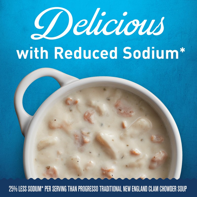 Progresso New England Clam Chowder, Reduced Sodium Canned Soup, 18.5