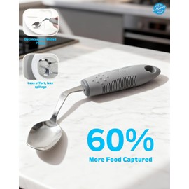 4-Piece Adaptive Utensils Set with Rocker Knife Shovel Spoon - 42 Degree Angled Weighted Silverware for Hand Tremors Parkinson's Arthritis Elderly