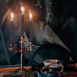 Set of 7 Black Taper Candles, 7-8 Hours Burn Time, Unscented, Smokeless and Dripless, 4/5 x 10 Inch Dinner Candle Set for Household, Wedding, Party and Home Décor Candlesticks