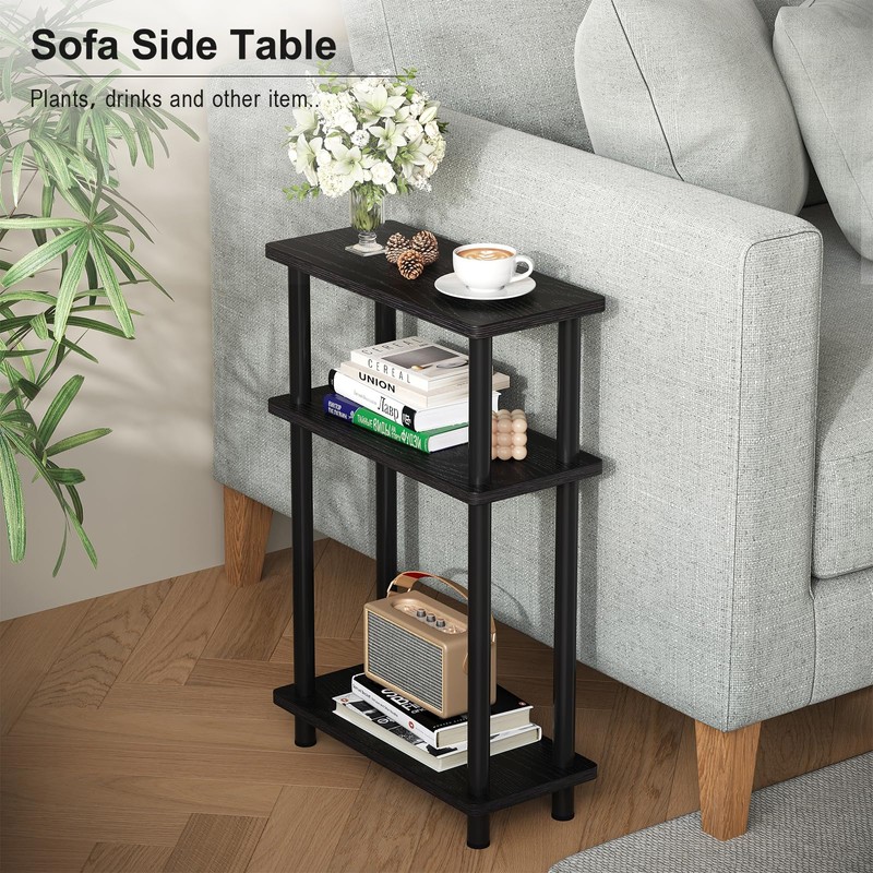 Apicizon Small Narrow Side Table, 3-Tier Skinny End Table with