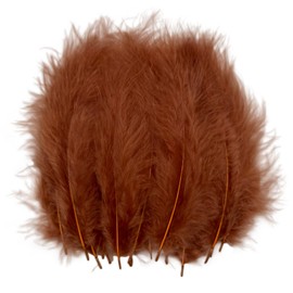 200pcs Feathers Fluffy Turkey Marabou Feathers for Christmas Decorations Crafts Dream Catcher Fringe Trim Colored Feathers Fly Tying Material (4-6 Inches) (Brown)