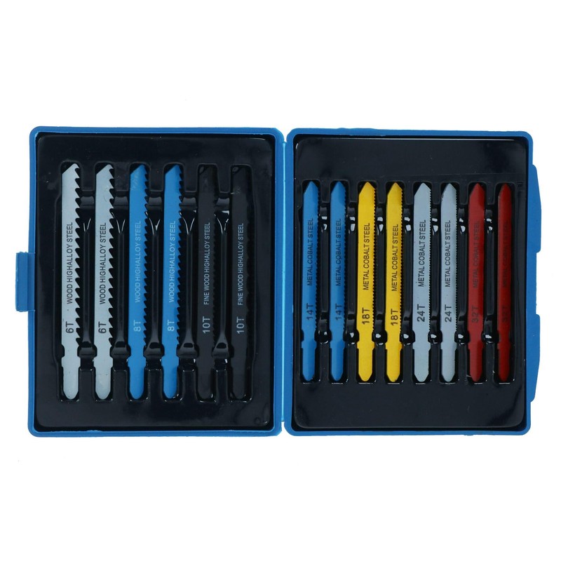 14pc Assorted Jigsaw Blades Set for Metal Wood Plastic T