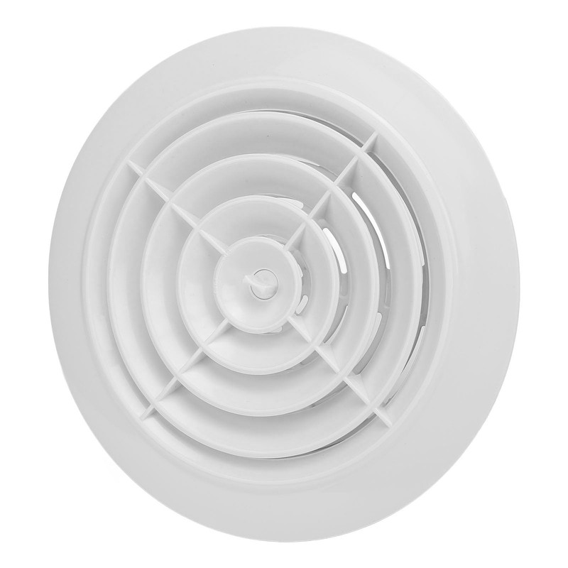 ABS Plastic Round Vent Cover, White Panel, 150mm Rotating Louver