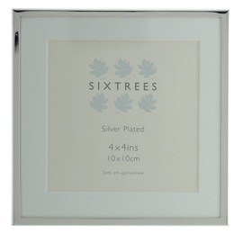 Sixtrees Park Lane 265344(MIF) Silver Plated 4 x 4 inch Photo Frame with Mount - Complete with microfibre polishing cloth.