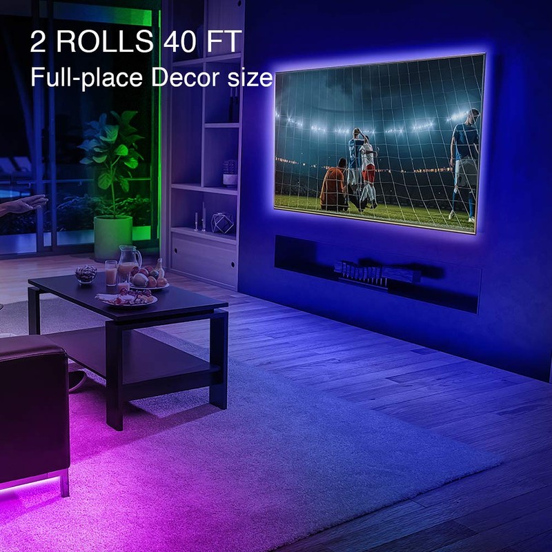 phopollo Led Lights 40ft (2 Rolls of 20ft) for Bedroom