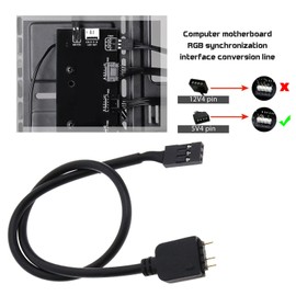 Create idea 50cm RGB Motherboard 5V 3 Pin VDG to Normal 3 Pin Connector Cable Adapter