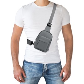 Peicees Small Crossbody Bag Purse for Men Womens Mini Sling Bag Chest Backpack Phone Holder Waterproof with Convertible Strap, Grey