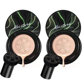 2PCS Mushroom Head Air Cushion CC Cream, Natural Moisturizing Highlighting Matte Oil Control Concealer Facial Blemish Concealer Foundation BB Cream for Women Girls (2PCS Natural)
