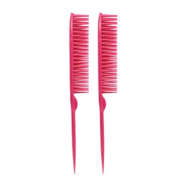 Allegro Combs 60 peines de tres filas para peluquería de peluquería de peluquería para cabello natural y pelucas para cabello rizado, fabricado en los Estados Unidos, 2 piezas. (rosa)