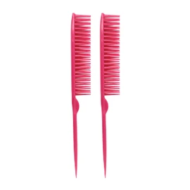 Allegro Combs 60 peines de tres filas para peluquería de peluquería de peluquería para cabello natural y pelucas para cabello rizado, fabricado en los Estados Unidos, 2 piezas. (rosa)