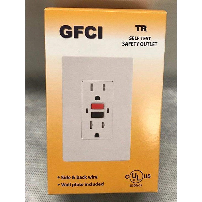 GFCI Outlet Duplex Self-Test Tamper Resistant Outlet w/Wallplate & LED