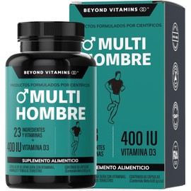 Multi Vitaminas para Hombres | Vitaminas A B1 B2 B3 B5 B6 B7 B9 B12 C D3 E K1 Zinc Calcio Hierro Cobre Cromo Selenio Manganeso Tribulus Terrestris Jenjibre Te Verde L-Arginina (60 cápsulas)