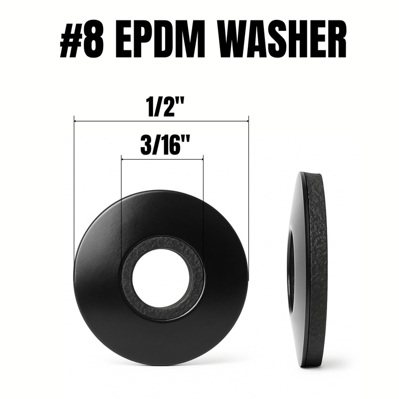 100 PCs #8 EPDM Bonded Sealing Washers, 304 Stainless Steel