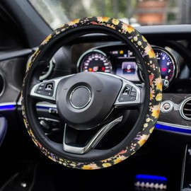 Wildflower Car Steering Wheel Cover, Non-Slip Breathable Steering Wheel for Women Men, Car Accessories Universal Fit 14.5-15.5 Inch Steering Wheel Covers