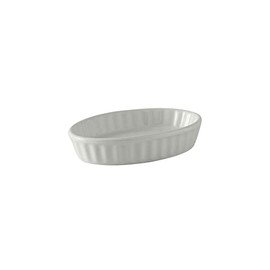 Tuxton China BWK-0602 Crème Brule, 6 oz., 6-3/8" x 4" x 1-1/4" H, Oval, Fluted, Microwave and Dishwasher Safe, Oven Proof, Fully Vitrified, Ceramic, DuraTux, White, Pack of 12