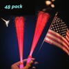 48 PCS Red Glow Fiber Wands Sticks LED Light Wands