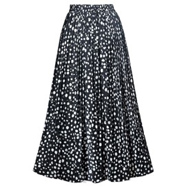 Basoteeuo Pleated Skirts for Women Midi Length Trendy Summer High Waisted A Line Long Skirt Leopard Black XXL