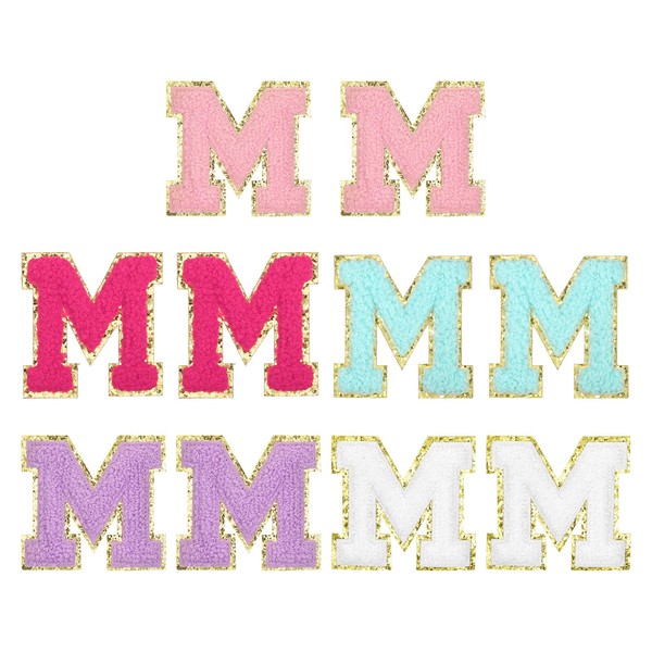MECCANIXITY Chenille Letter Patches 2.2" Self Adhesive Alphabet M Stick
