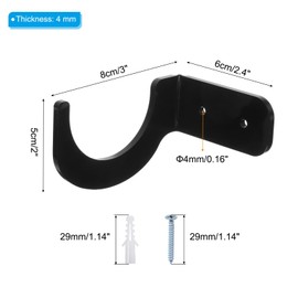 PATIKIL 2.4 x 3 x 2 Lightsaber Stand Wall Mount, 2 Pairs Acrylic Lightsaber Display Holder Wall Mount Baseball Bat Holder for Home Lightsaber, Black