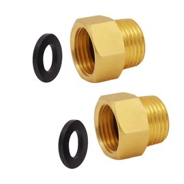 Ousun G 1/2 BSP Female to US 1/2 NPT Male Thread (2-Pack), Solid Brass Pipe Fitting，Connector with Rubber Washer， British to US Gauge Sensor Sender Adapter BSP NPT Thread Converter