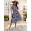 Berydress Women Tiered Sundresses Short Sleeve V-Neck Cotton Floral Boho
