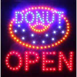 Ultra Bright LED Sign Super Donut Open Size 19"X19 with Animation montion and Power Switch (LB26-Donut)