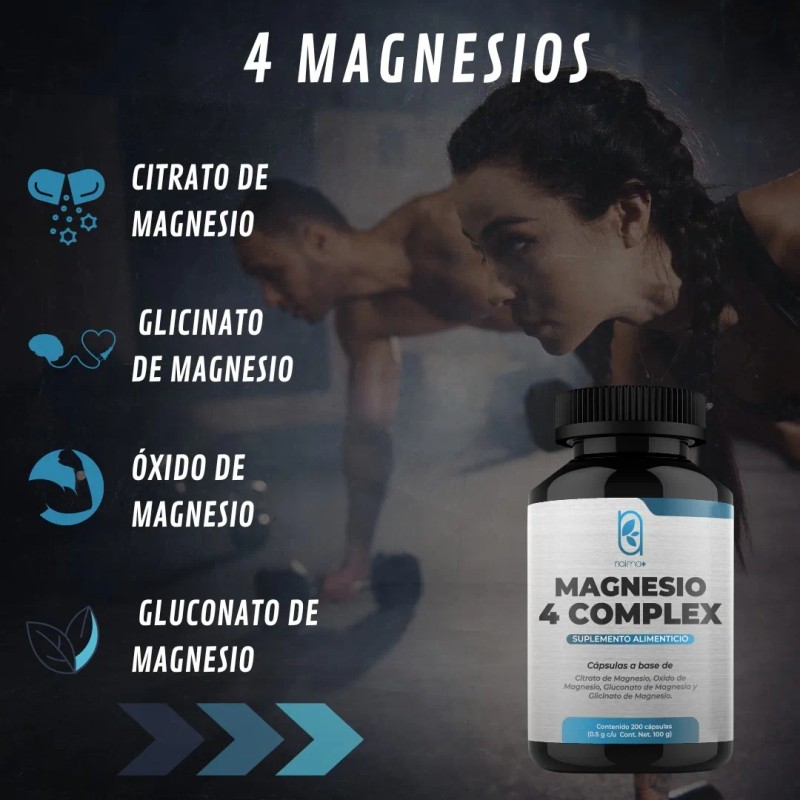 NAIMA Magnesio 4 Complex, 200 Cpsulas Citrato, Glicinato, xido y