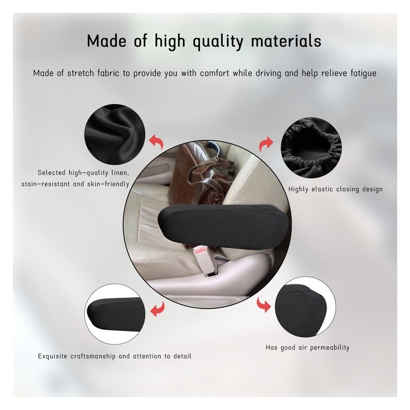 Augeny 2 PCS Car Front Seat Armrest Covers, Soft Elastic