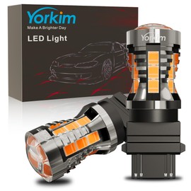Yorkim 3157 LED Bulb 6000K Amber 2880 lumens 3156 LED Reverse Lights 3057 LED 4114 LED Day Running Light 3056 3457 led Replacement bulb for Turn Signal Tail Light Brake Light, 2 pack