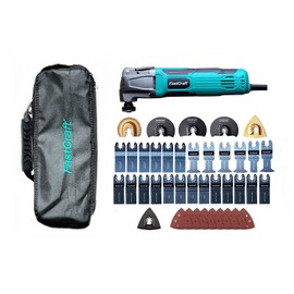 42pc Oscillating Tool FastCraft Multi Tool Kit - New PRO 5.0A Peak Power/Keyless Fast Blade Change + 40pc Blades Sanders Bulk All in Nylon Carrying Bag