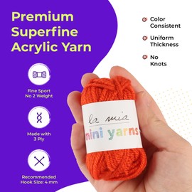 10 Skein Premium La Mia Mini Yarn, Acrylic Bonbons, Total 3.5 Oz, Each 0.35 Oz (10g), Crafts Yarn, Knitting and Crocheting Starter Kit for Colorful Craft, Version 8