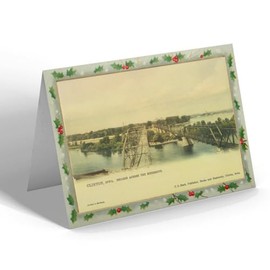 CHRISTMAS CARD - Vintage Iowa USA - Clinton. Bridges Across the Mississippi (b)