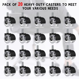BBTO 20 Pcs Office Chair Wheels Replacement Bulk 2 Inch Swivel Heavy Duty Caster Wheels Rolling Desk Chair Casters Quiet for Hardwood Floors and Carpets, Easy Installation and Universal Fit