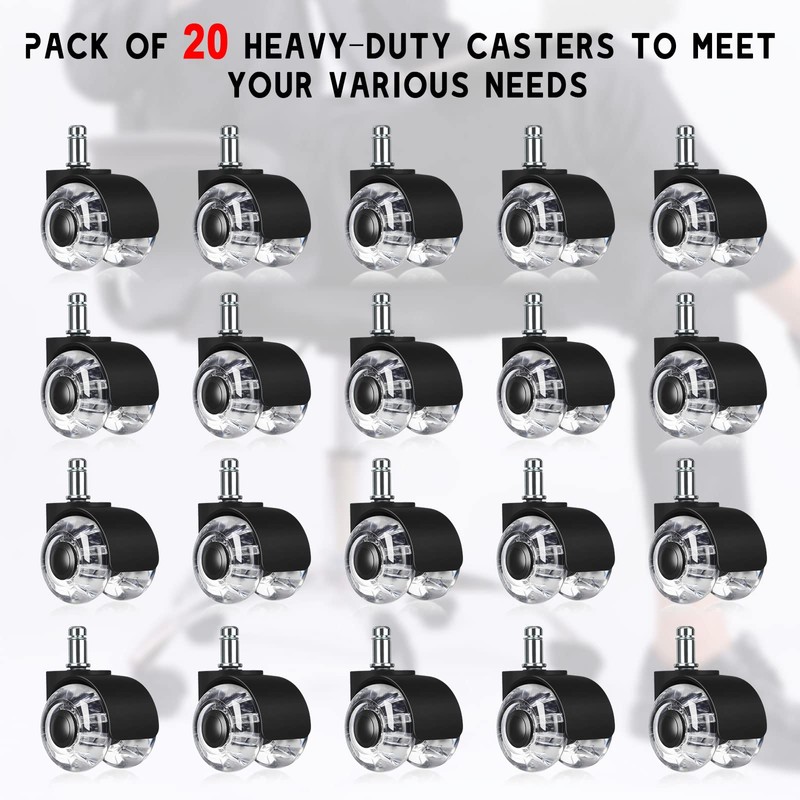 BBTO 20 Pcs Office Chair Wheels Replacement Bulk 2 Inch