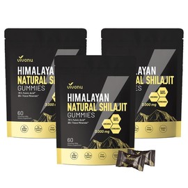 VivoNU Himalayan Shilajit Gummies | With Ashwagandha, Gokshura & other herbs | No added sugar | 60 Gummies:_Pack of 3