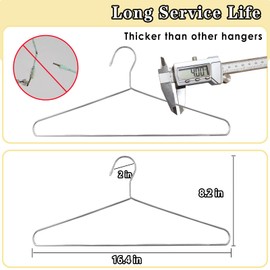 50 Pack Metal Coat Hangers Clothing Hangers Heavy Duty, Stainless Steel for Coat Clothes Shirt Suit Pant, 16.4 Inch Silver Wire Hanger