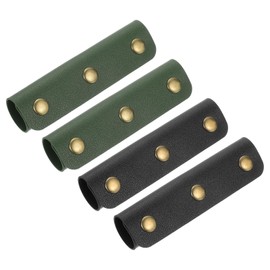 uxcell 4Pcs Handbag Handle Cover, PU Leather Luggage Handle Wraps, Luggage Grip Protector for Purse Tote Bag Suitcase, Black/Dark Green