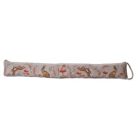 Woodland Animal Fabric Draught Excluder | Countryside Rabbit & Mushroom Design | Decorative Door Draught Cushion with Handle - 92cm