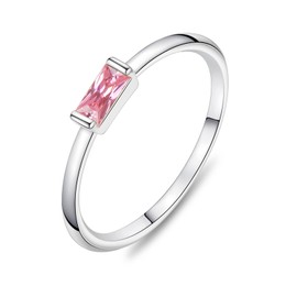 KOHOTA Silver Birthstone Rings for Women Dainty Stackable Engagement Wedding Promise Rings Non Tarnish CZ Emerald Green Gemstone Ring Mothers Birthday Gift Size 6-10