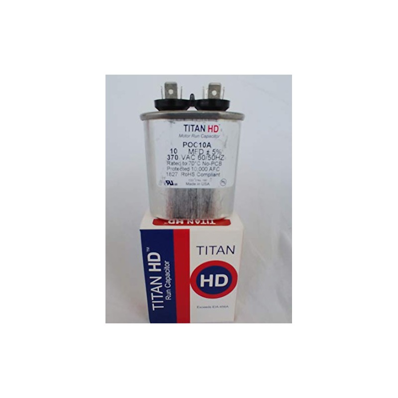 TITAN HD Run Capacitor 10 MFD 370 Volt Oval POC10A