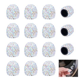 NBEADS 16 Pcs Car Tire Valve Stem Caps, Sparkling Crystal Tire Caps Universal Car Tire Valve Caps Bling Pinck for Car SUV Motorcycle Bicycle Truck, Crystal AB