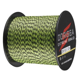 Dorisea Extreme Braid 100% Pe Multi-Color(Fluorescent Green&Black) Braided Fishing Line 109Yards-2187Yards 6-550Lb Test Fishing Wire Fishing String Superline