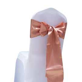 SINSSOWL Wedding Decoration, Multicoloured, Satin Chair Cover, Bow Tie for Events and Parties, Chair Sashes, Rose Gold, 25 Pieces
