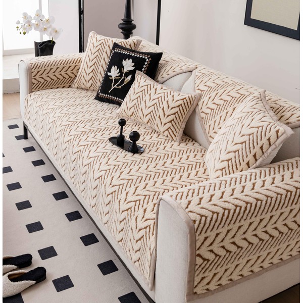 OTOB Sofa Covers Dog Couch Cover Washable, Fuzzy Plush Sofa